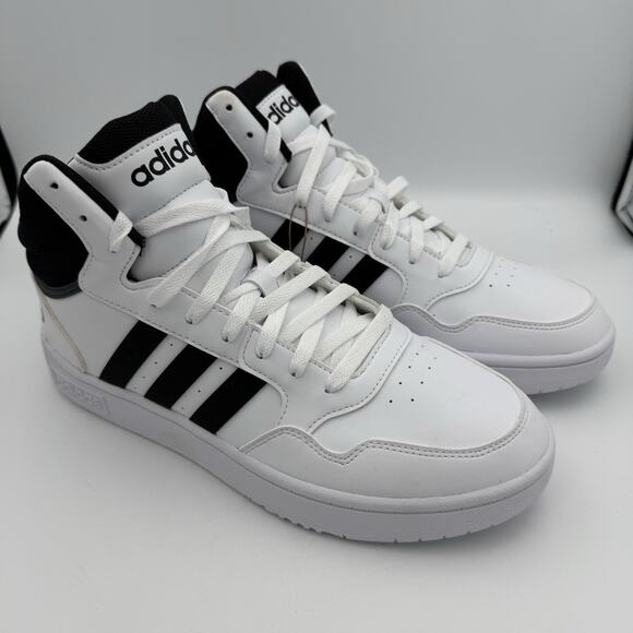 Adidas Hoops 3.0 Mid Basketball Sneakers White Black Men’s Size 10 GW3019 NWOB - Picture 1 of 8
